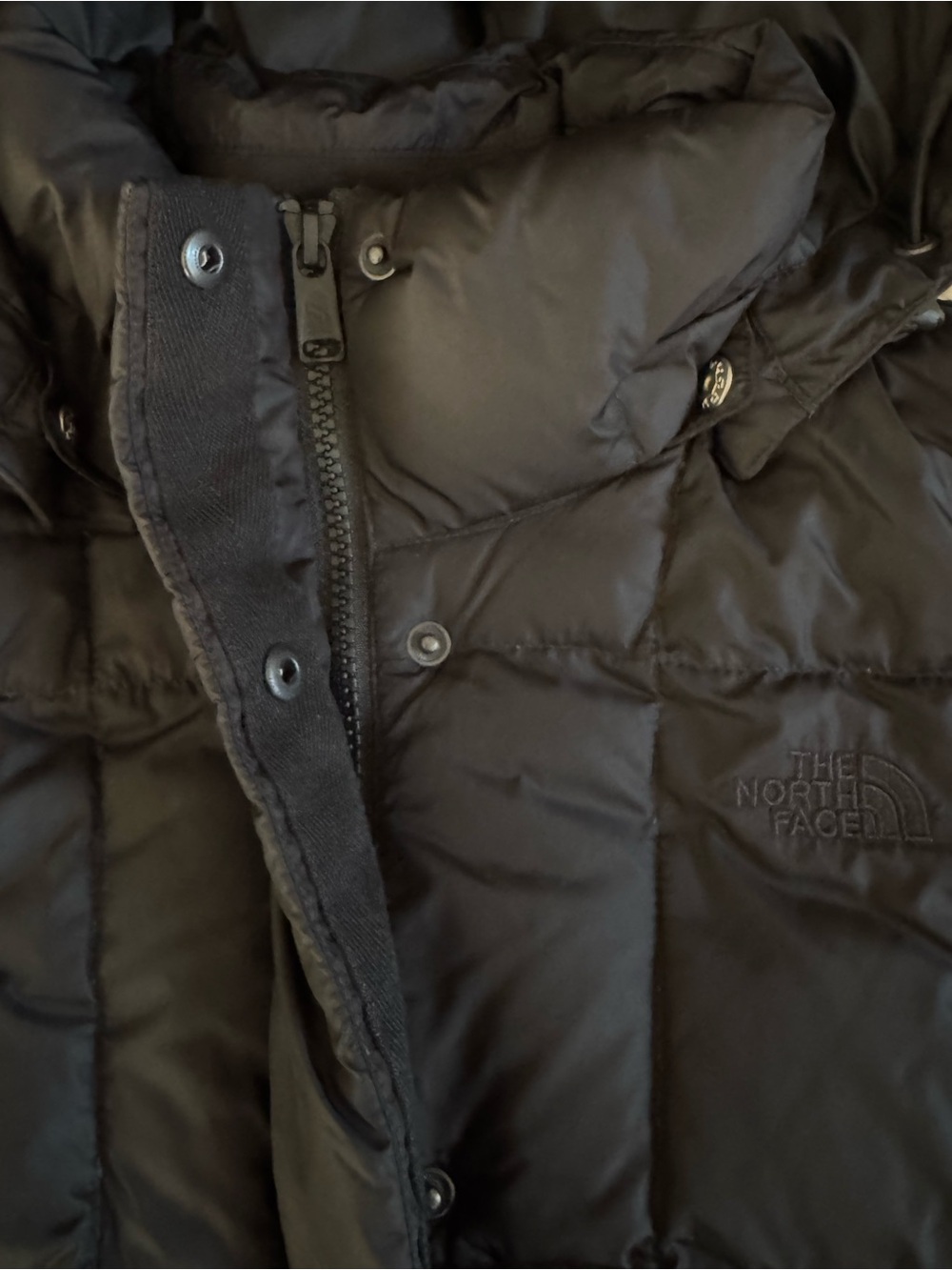 The North Face 550 Goose Down Hooded Long Puffer Parka Winter Coat Black Large - Picture 12 of 16